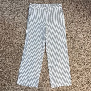Chico’s Linen Elastic Pull On RR Stripe Wide Leg Pant. Blue and White. NWT